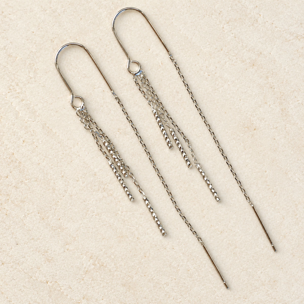 Dangle Chain Earrings, 18G, 5cm & 6.5cm Drops, Gold or Silver, Pair