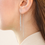 Dangle Chain Earrings, 18G, 5cm & 6.5cm Drops, Gold or Silver, Pair