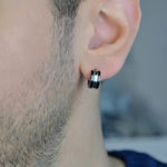 Stainless Steel Men's Huggie Hoop Earring, Antique Style, Single
