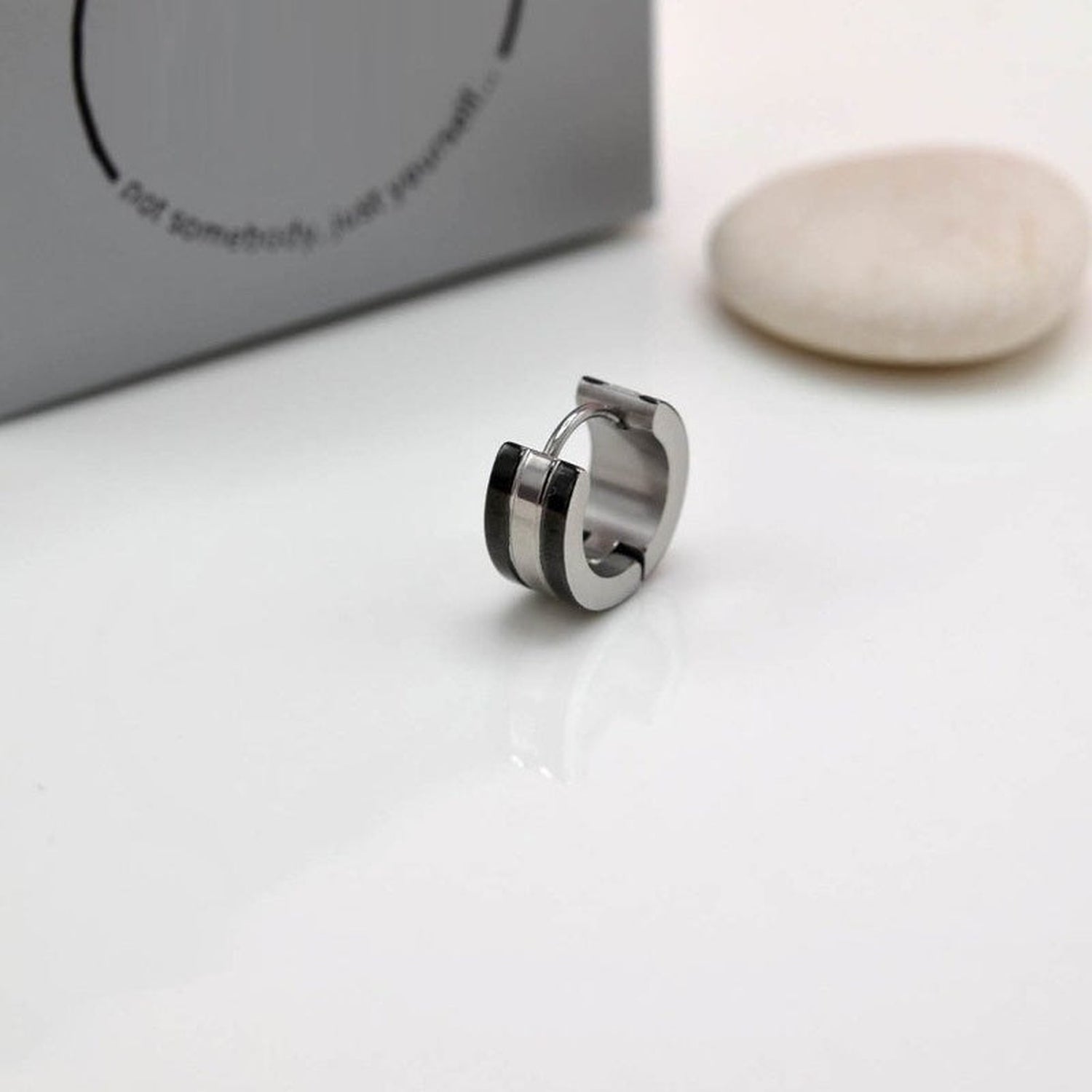 Antique Men's Hoop Earring, 9mm, Stainless Steel, Single