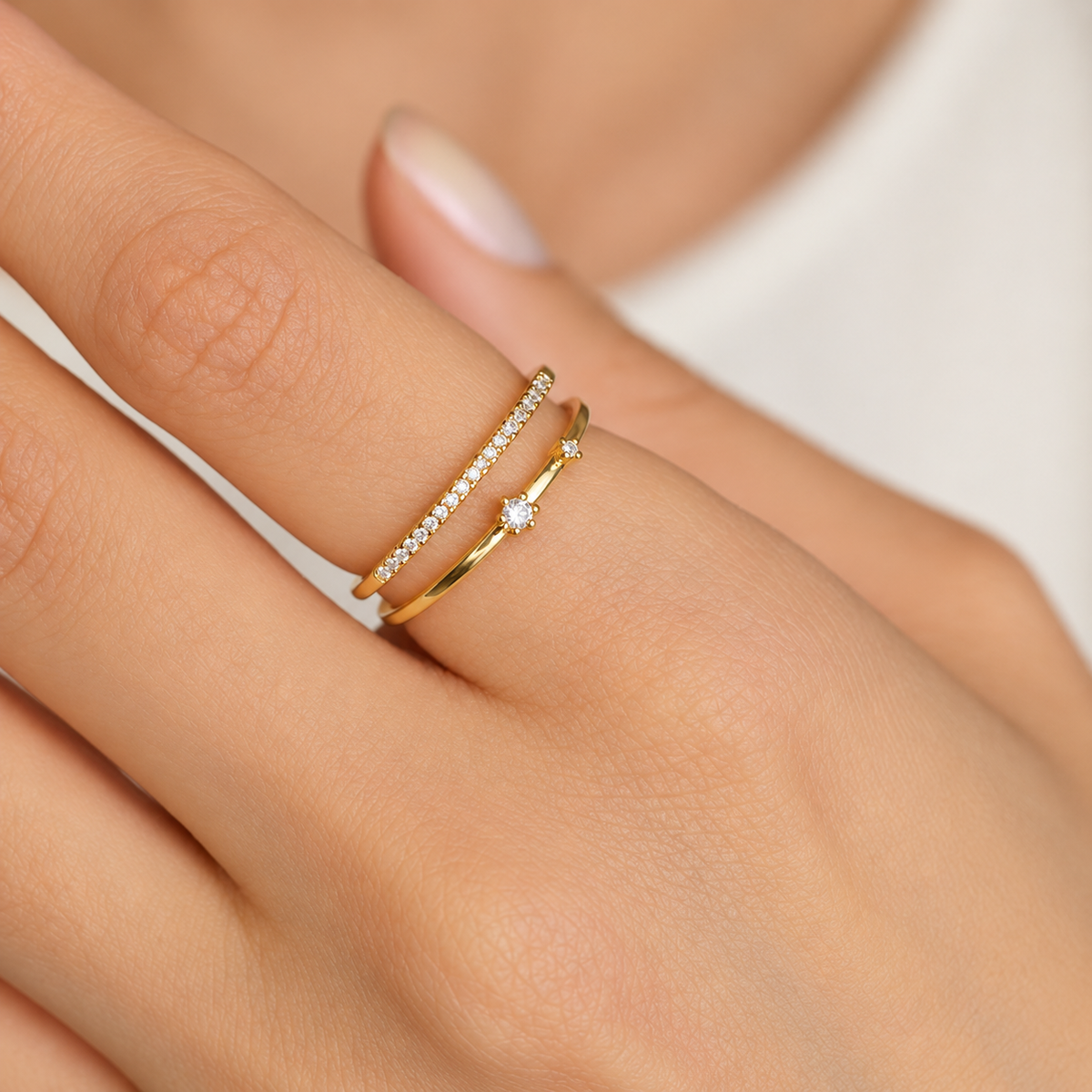 Gold or Silver Zircon Adjustable Ring, Zircon Knuckle Ring, Single