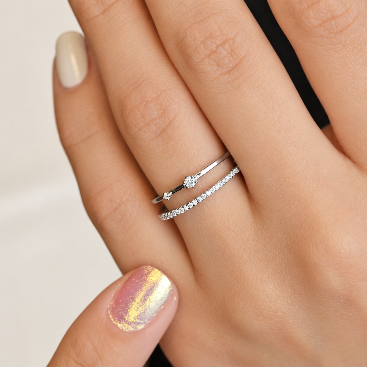 Gold or Silver Zircon Adjustable Ring, Zircon Knuckle Ring, Single