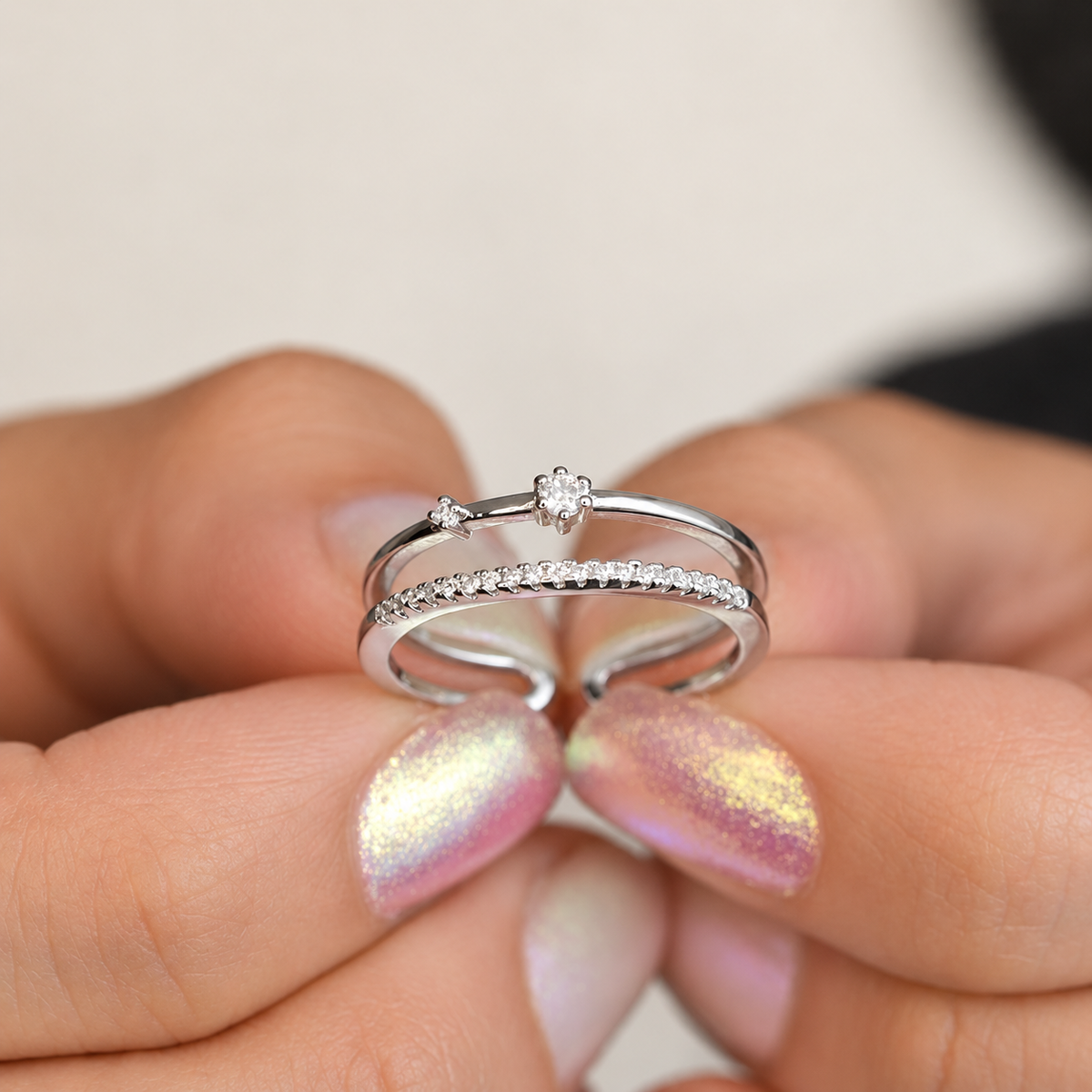 Gold or Silver Zircon Adjustable Ring, Zircon Knuckle Ring, Single