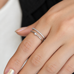 Gold or Silver Zircon Adjustable Ring, Zircon Knuckle Ring, Single