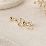Teddy Bear Belly Bar, 14G, 10mm, Gold or Silver, 316L Stainless Steel, Single