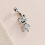 Teddy Bear Belly Bar, 14G, 10mm, Gold or Silver, 316L Stainless Steel, Single