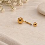 Ball Belly Bar, 14G, Gold, Silver or Black, 316L Stainless Steel, Single