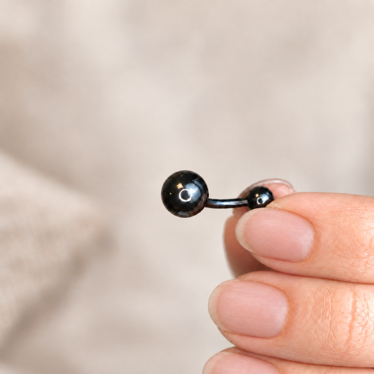 Ball Belly Bar, 14G, Gold, Silver or Black, 316L Stainless Steel, Single
