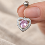 Heart Belly Bar, 14G, 10mm, Pink, 316L Stainless Steel, Single