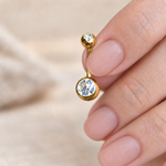 Zircon Belly Bar, 14G, 10mm, Gold, Silver or Black, 316L Stainless Steel, Single