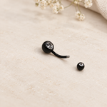 Zircon Belly Bar, 14G, 10mm, Gold, Silver or Black, 316L Stainless Steel, Single