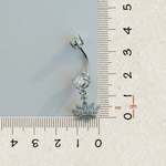 Princess Crown Zircon Belly Bar, 14G, 12mm, Gold or Silver, Single
