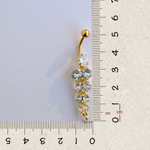 Zircon Solitaire Belly Bar, 14G, 12mm, Gold or Silver, 316L Stainless Steel, Single