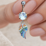 Angel Wing Belly Bar, 14G, 10mm, 316L Stainless Steel, Single