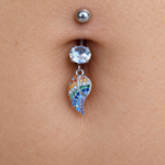 Angel Wing Belly Bar, 14G, 10mm, 316L Stainless Steel, Single