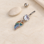 Angel Wing Belly Bar, 14G, 10mm, 316L Stainless Steel, Single