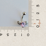Heart Angel Wing Belly Bar, 14G, 10mm, Pink, 316L Stainless Steel, Single