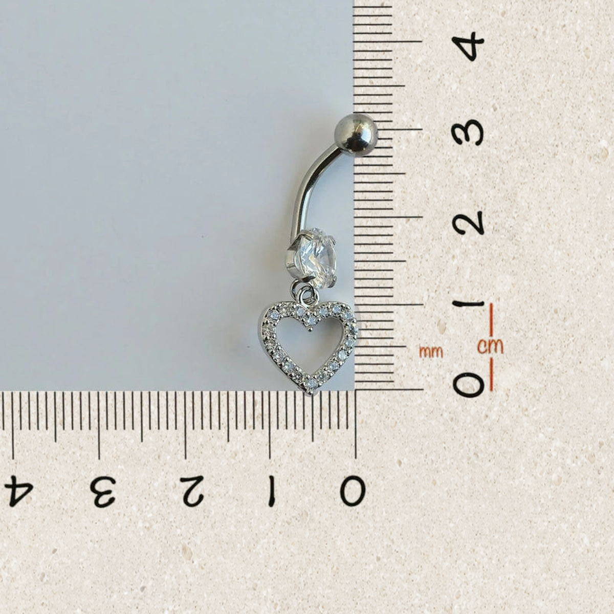 Dangle Heart Belly Bar, 14G, 10mm, 316L Stainless Steel, Single