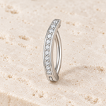 Silver-tone curved belly jewellery with clear stones - clear stone front detail