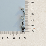 Treble Clef Dangle Belly Bar, 14G, 10mm, Silver, 316L Stainless Steel, Single
