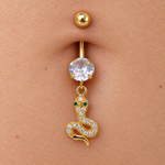 Snake Belly Bar, 14G, 12mm, Gold or Silver, 316L Stainless Steel, Single