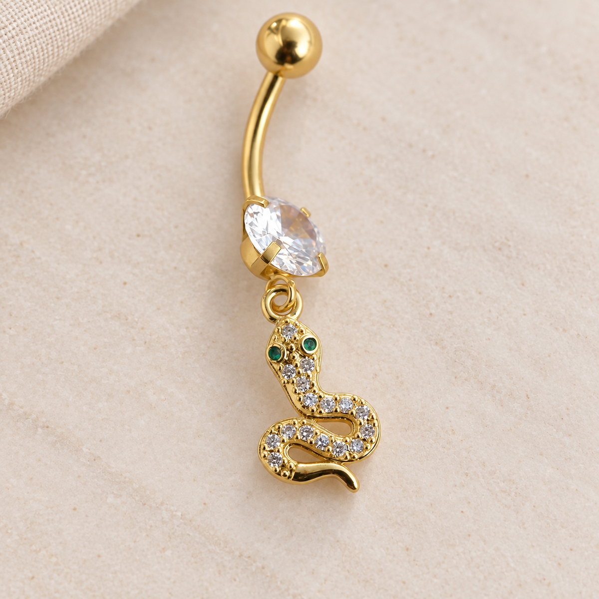 Snake Belly Bar, 14G, 12mm, Gold or Silver, 316L Stainless Steel, Single