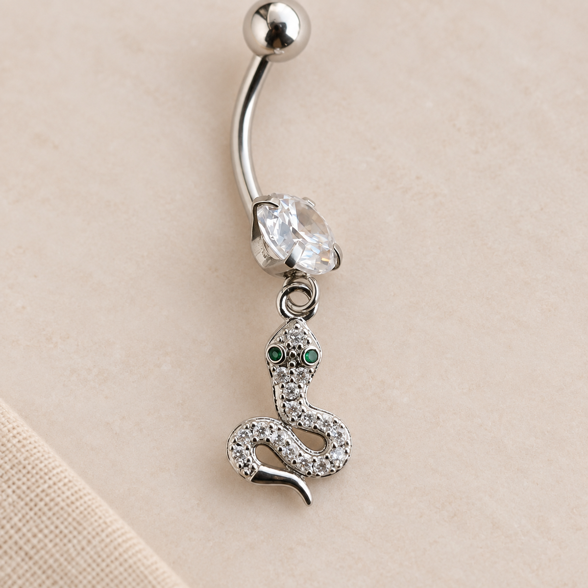 Snake Belly Bar, 14G, 12mm, Gold or Silver, 316L Stainless Steel, Single