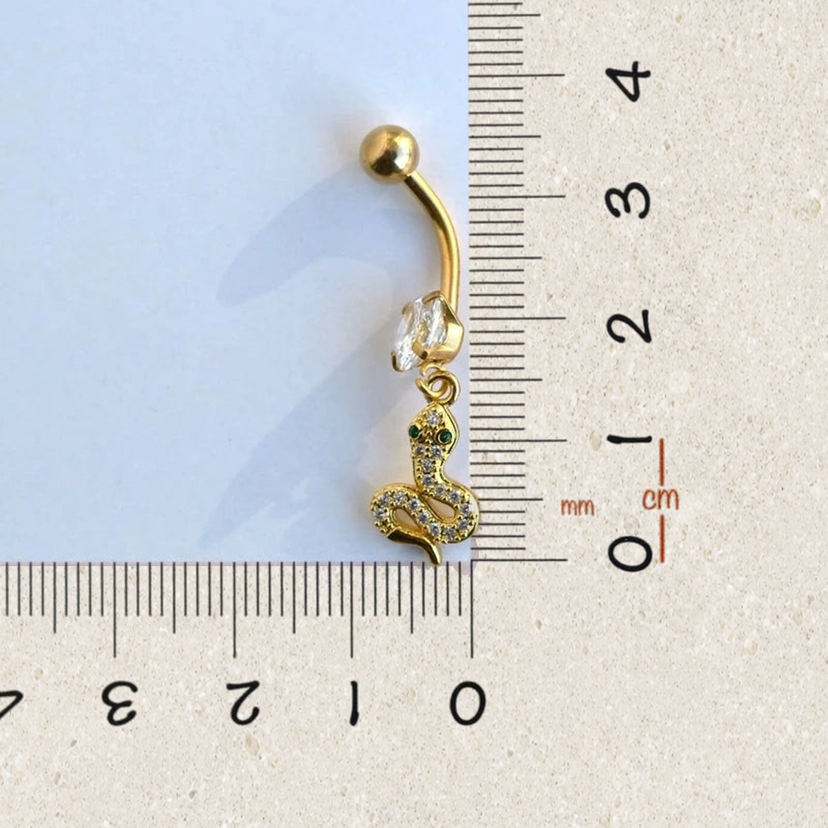 Snake Belly Bar, 14G, 12mm, Gold or Silver, 316L Stainless Steel, Single
