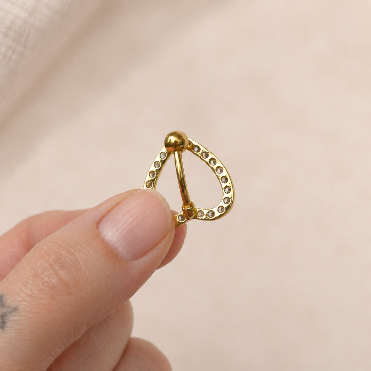 Heart Belly Bar, 14G, 10mm, Gold or Silver, 316L Stainless Steel, Single