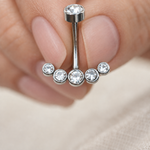 Zircon Solitaire Belly Bar, 14G, 12mm, Gold or Silver, Single