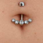 Zircon Solitaire Belly Bar, 14G, 12mm, Gold or Silver, Single