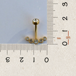 Zircon Solitaire Belly Bar, 14G, 12mm, Gold or Silver, Single