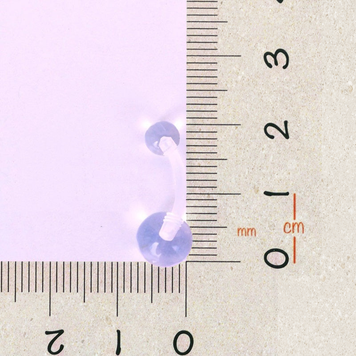 Clear curved belly button retainer - size reference