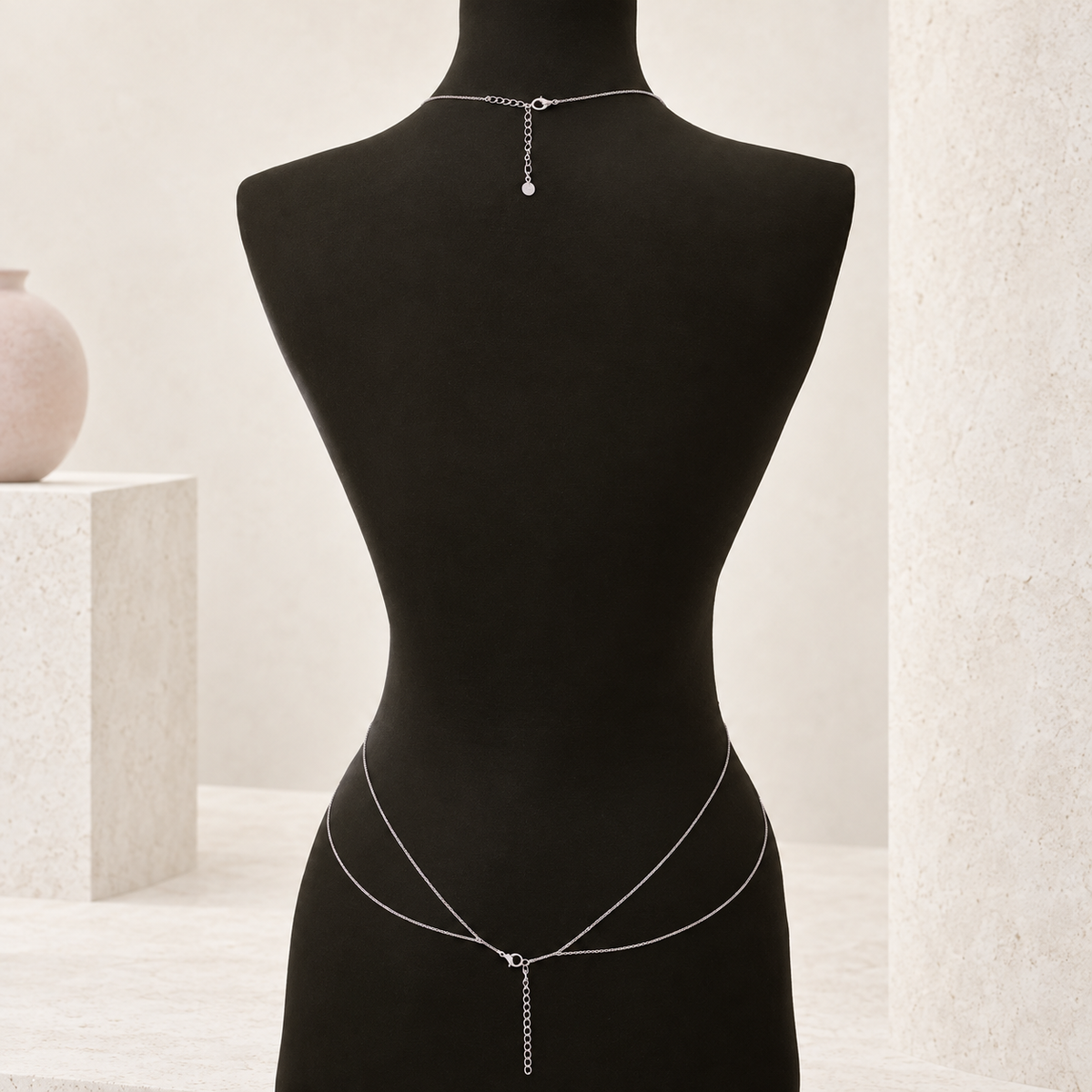 Layered Body Chain in Gold or Silver, Bikini Waist Chain, Single