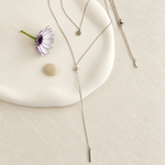 Silver disc lariat necklace
