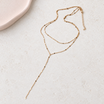 Lariat Necklace in Gold or Silver, Minimal Chain, Single