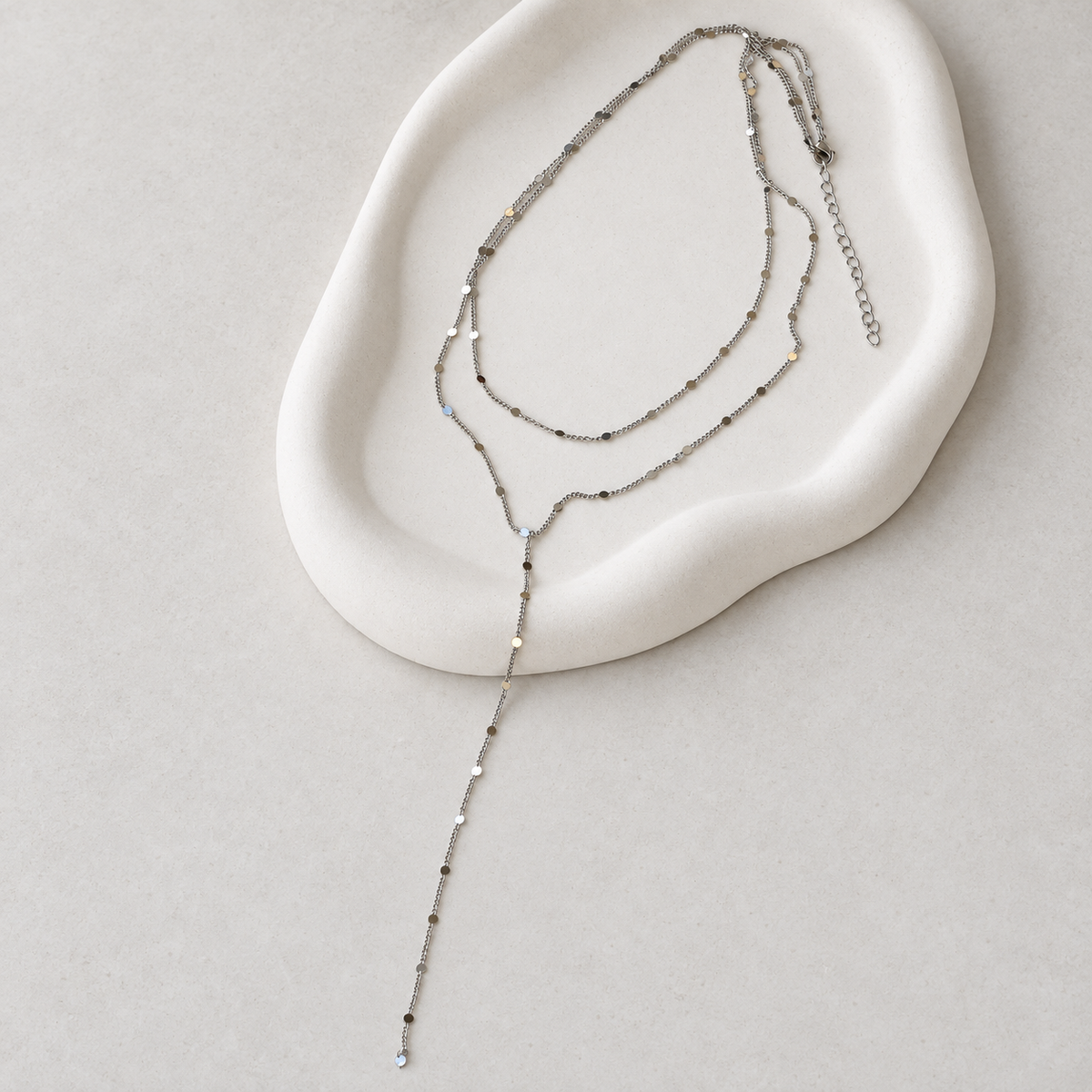 Lariat Necklace in Gold or Silver, Minimal Chain, Single