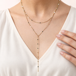Lariat Necklace in Gold or Silver, Minimal Chain, Single