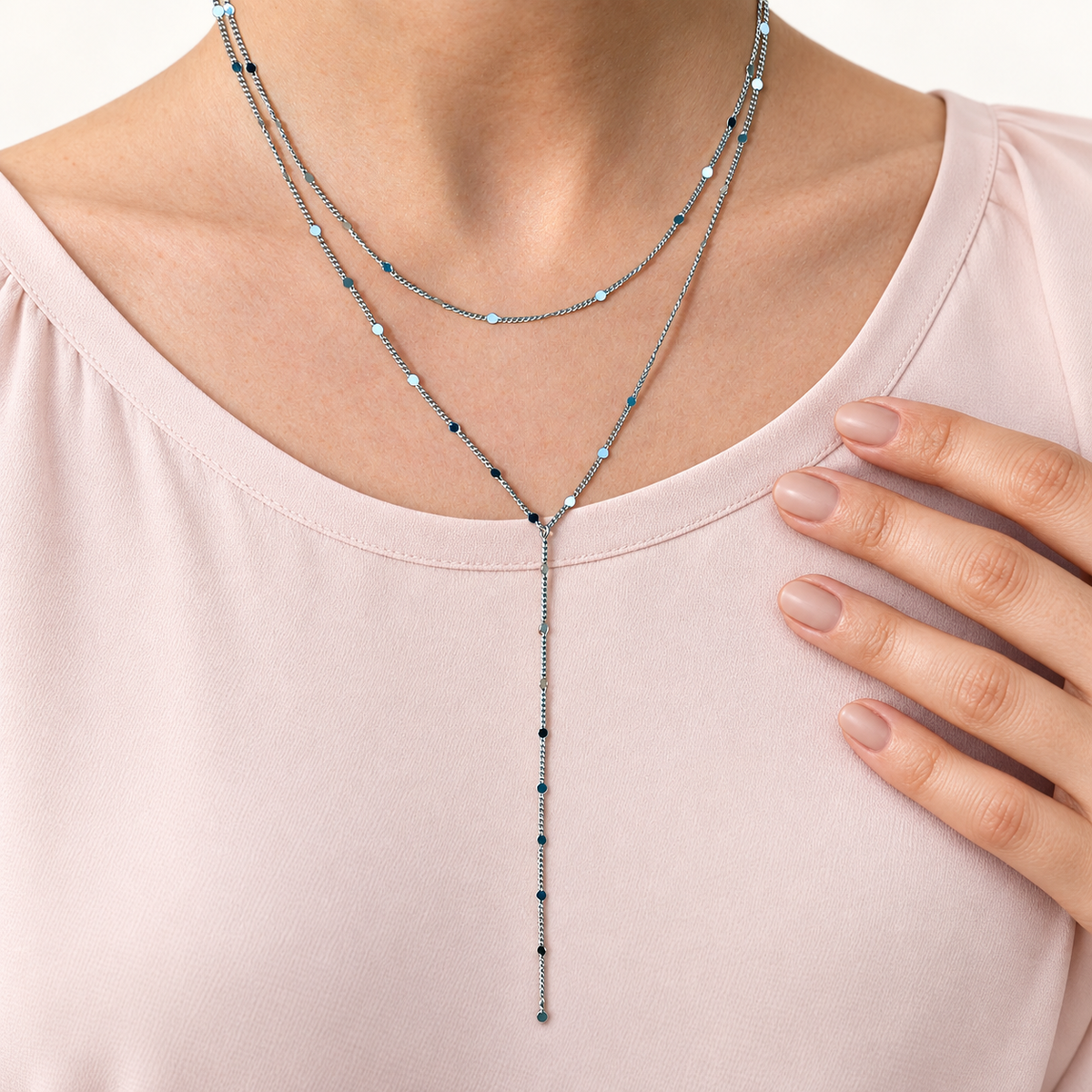 Lariat Necklace in Gold or Silver, Minimal Chain, Single