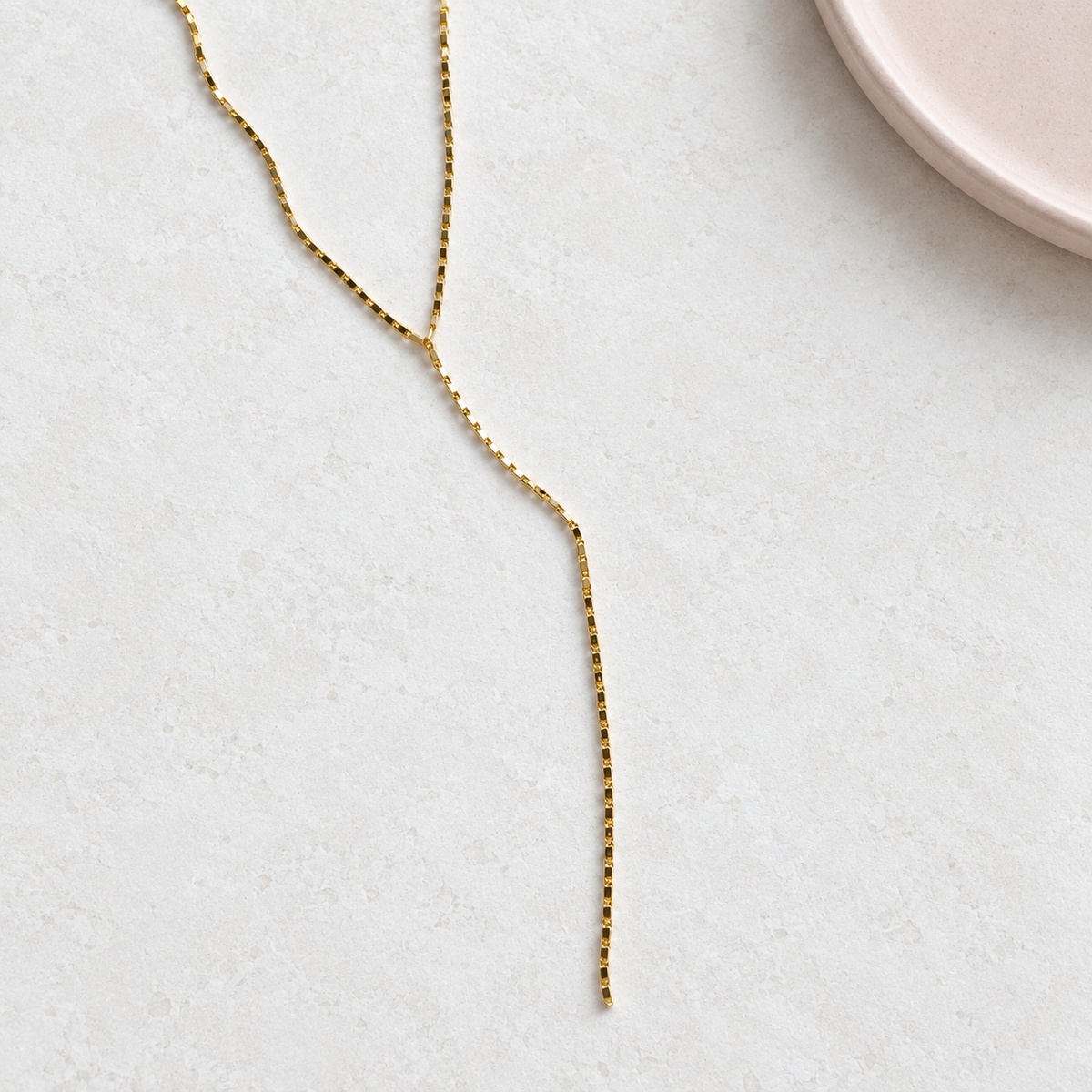 Gold or Silver Lariat Necklace, Minimal Y Chain, Single - product view
