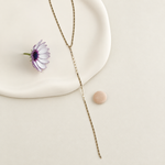 Gold or Silver Lariat Necklace, Minimal Y Chain, Single - product view