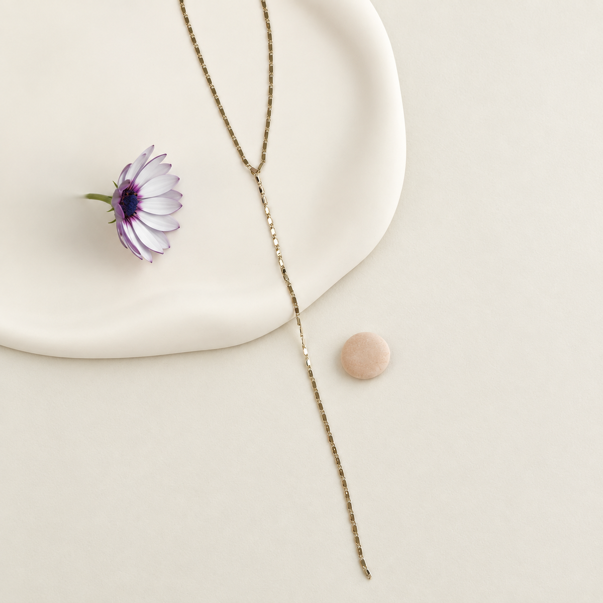 Gold or Silver Lariat Necklace, Minimal Y Chain, Single - product view