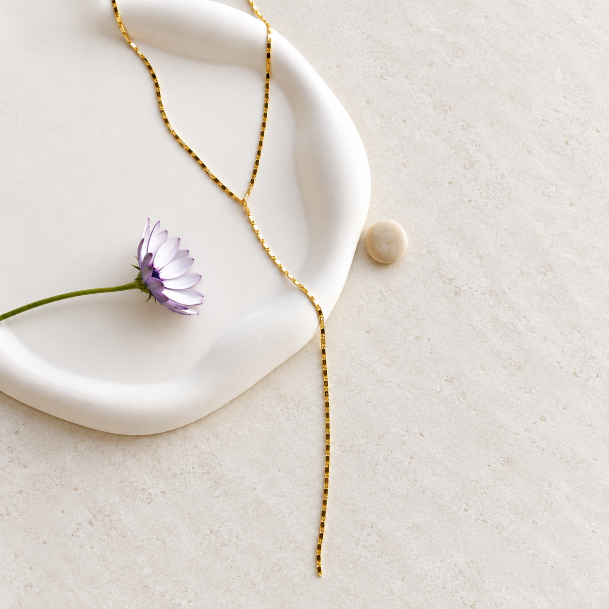 Gold or Silver Lariat Necklace, Minimal Y Chain, Single - Gold variant