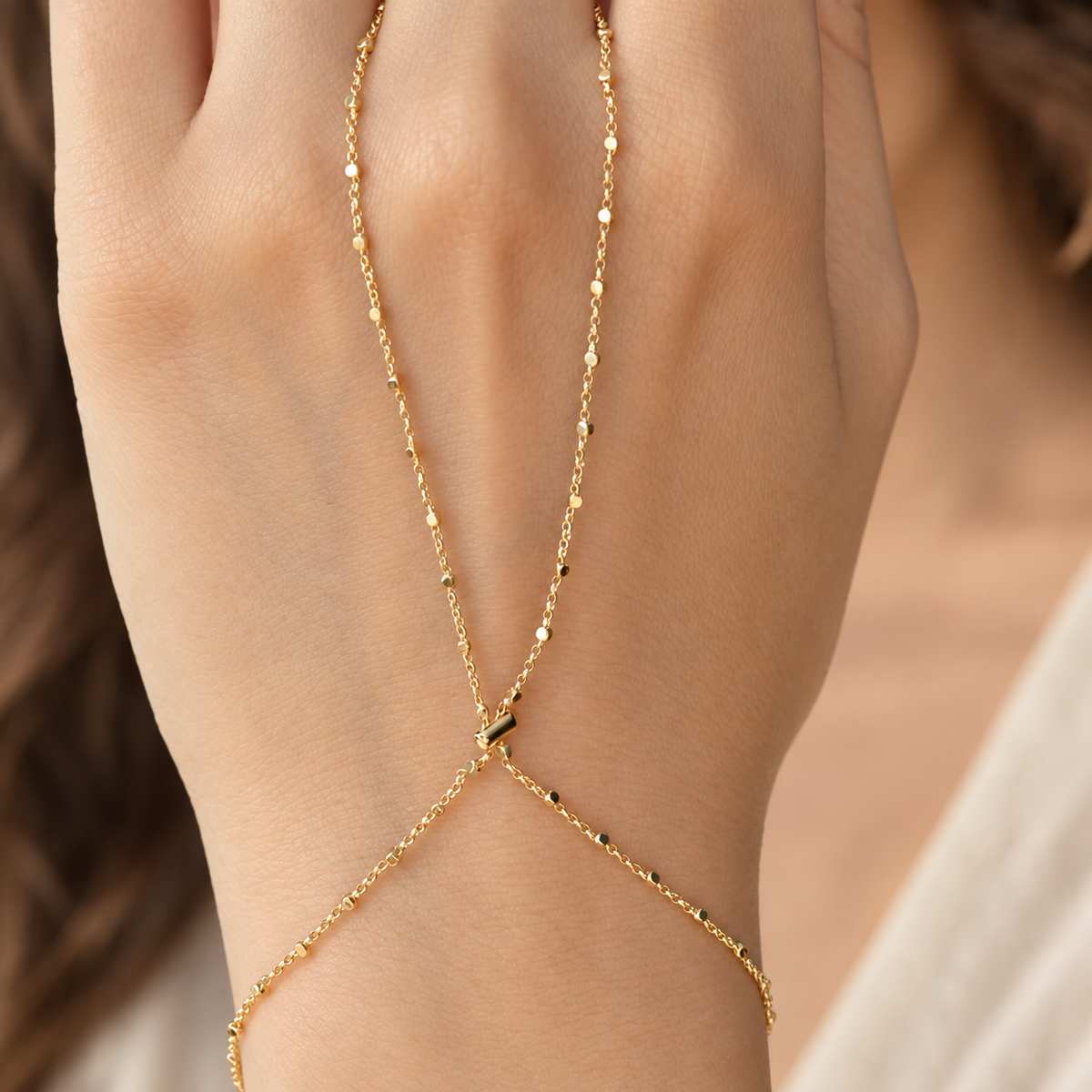 Hand Chain Bracelet, Gold or Silver, Single
