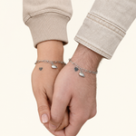 Stainless Steel Magnetic Heart Couple Bracelet Set of 2, Gold, Silver or Multicolour