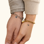Magnetic Heart Couple Bracelet Set of 2, Gold, Silver or Multicolour