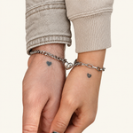 Magnetic Heart Couple Bracelet Set of 2, Gold, Silver or Multicolour
