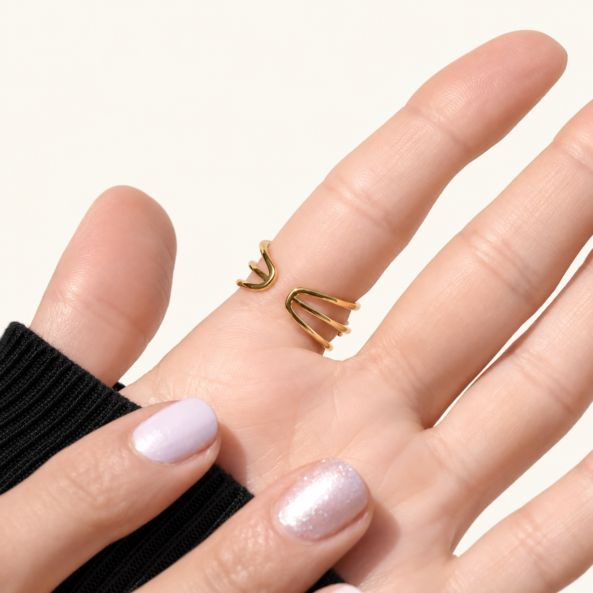 Star Moon Adjustable Ring in Gold or Silver, Zircon Knuckle Ring, Single