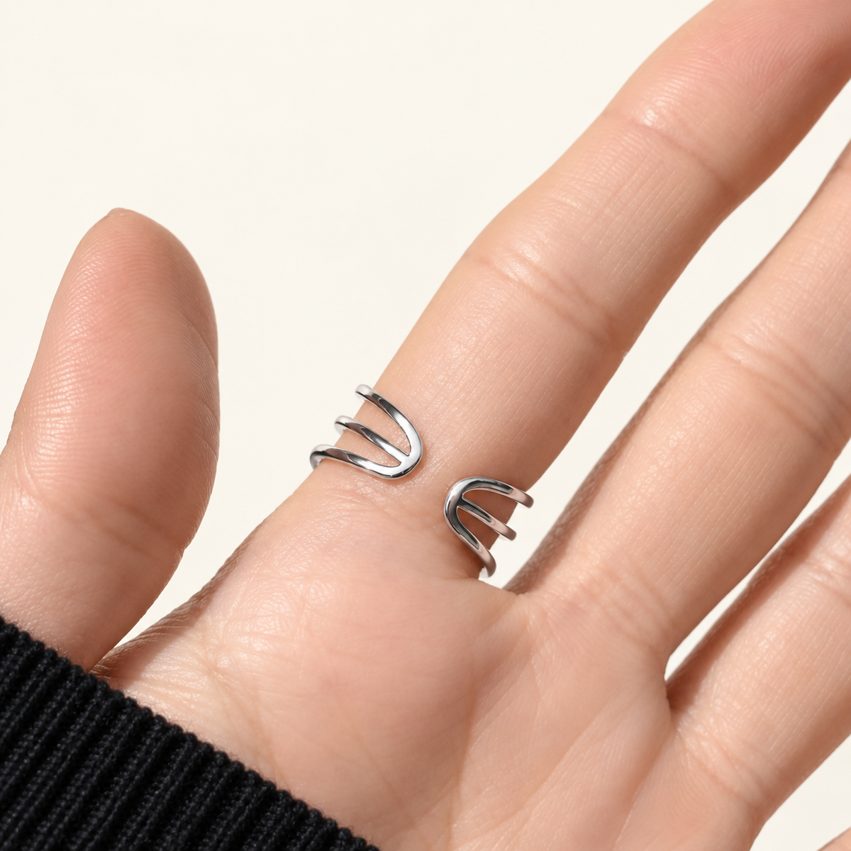 Star Moon Adjustable Ring in Gold or Silver, Zircon Knuckle Ring, Single