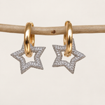 Star Hoop Earrings, Gold, Pair